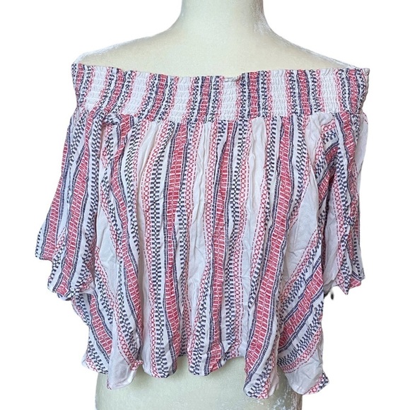 NWT Ocean Drive Crop Top Size Medium Peasant Style Boho Blouse - Picture 1 of 8